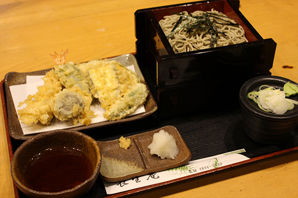 Zaru soba with tempura